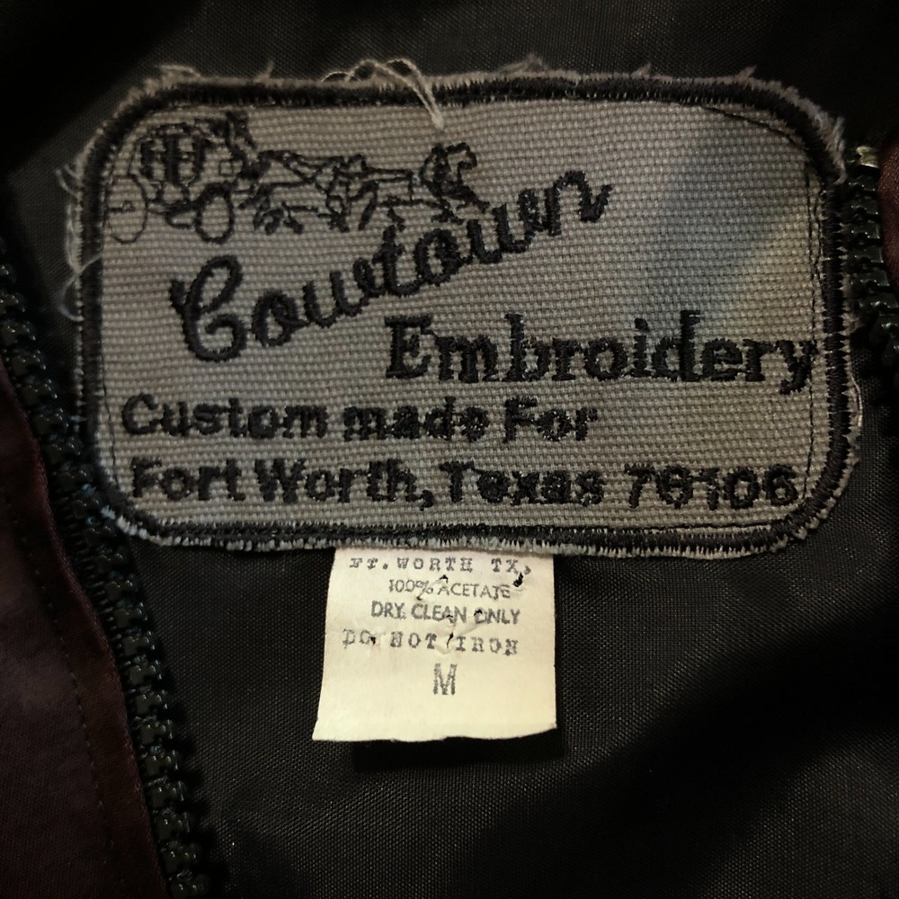 RARE Vintage 80s Rodeo Exchange Fort Worth Stockyards Satin Jacket Western Brown - Picture 5 of 7